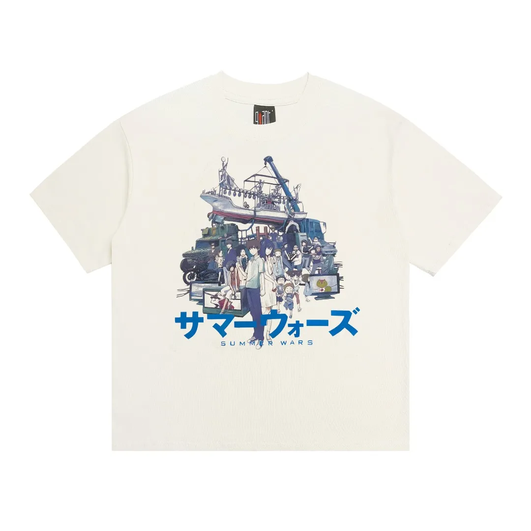 The American fashion Saint Michael Summer Wars x Geek Rules joint model anime printed short-sleeves are digitally sprayed with white ink. The fabric is breathable and the pattern is three-dimensional and clear. Fabric: Double yarn 240g Style number: S823 Size: S-M-L-XL Color: Black-off-white Price: Black P118, off-white P110